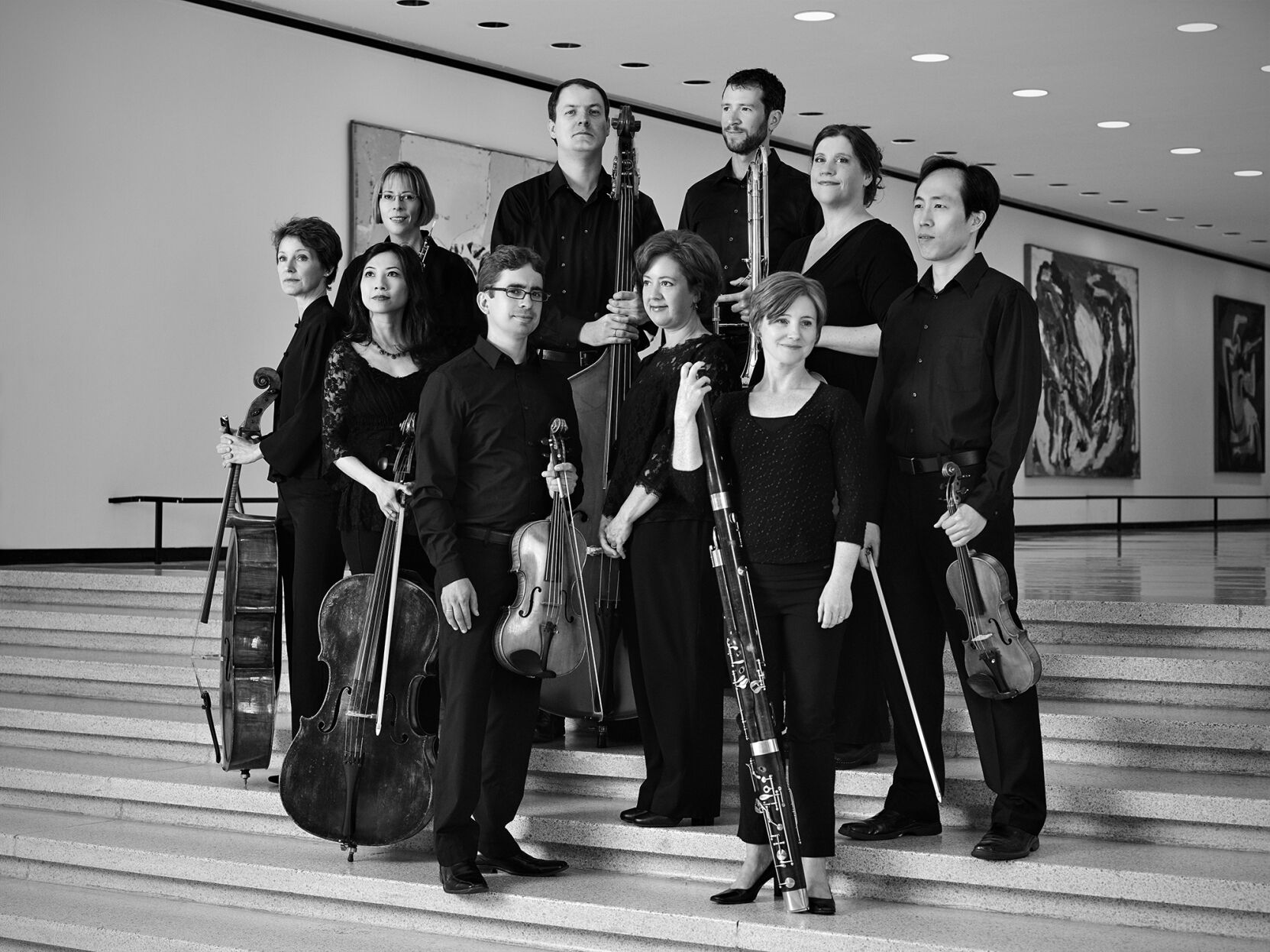 The Buffalo Chamber Players photographed at the Albright Knox Gallery